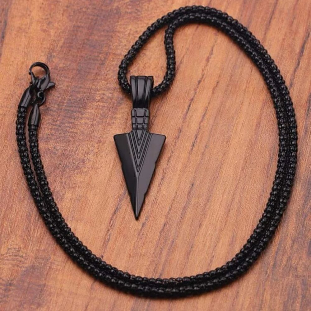Arrow charm and necklace black zinc allow men’s
